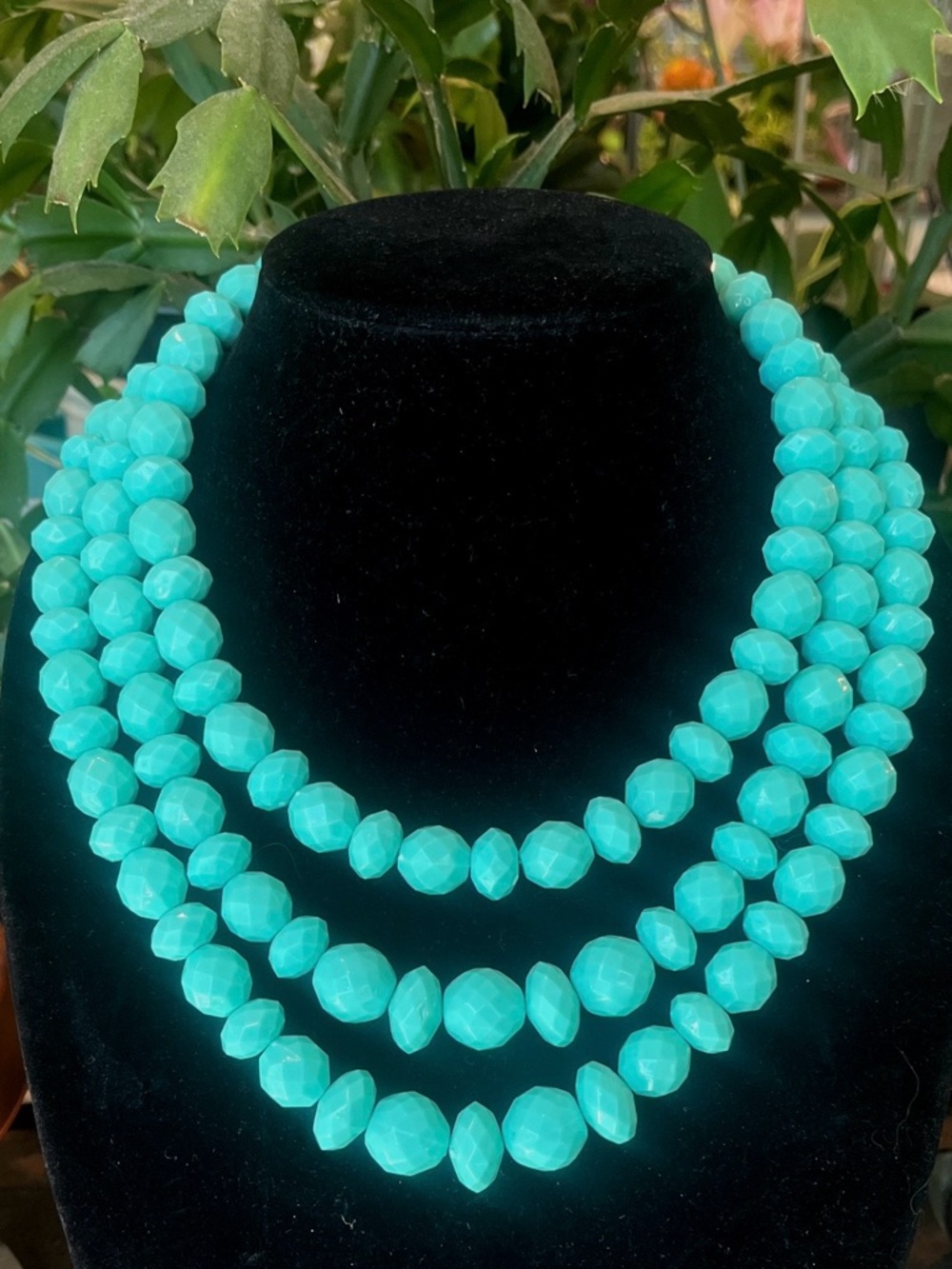 Three-Strand Turquoise Beaded Necklace - Women's Jewelry